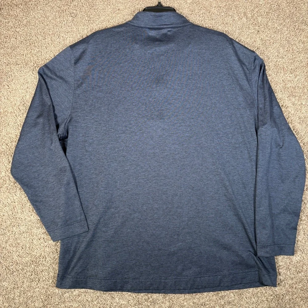 Greg Norman Mens XXL Quarter Zip Pullover Heather‎ Navy Blue Shark Logo Golf